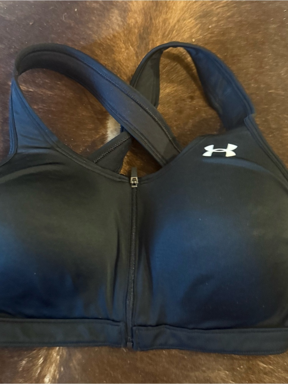 Under Armour Black Front-Zip High-Impact Sports Bra